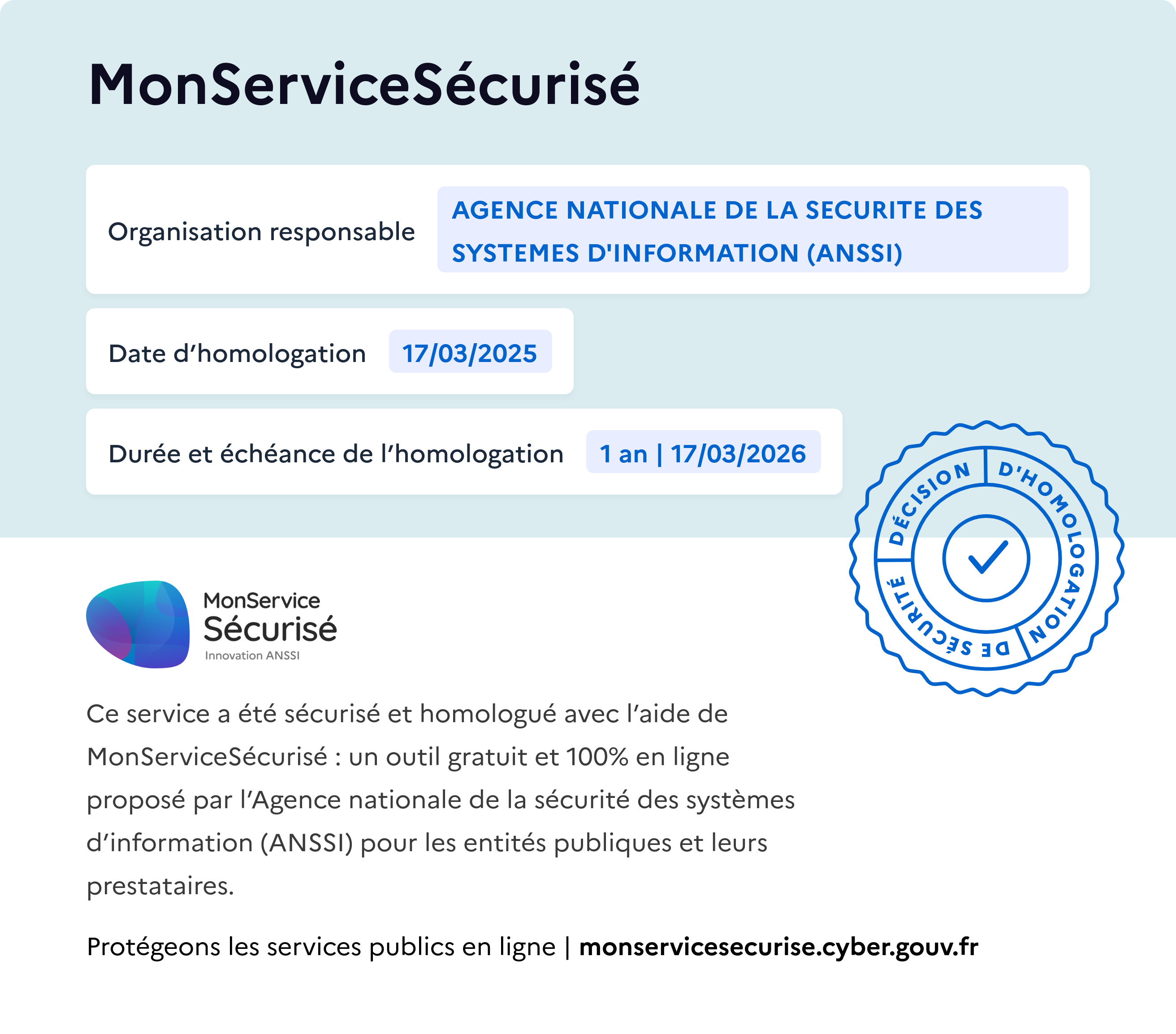 Tampon d'homologation de MonServiceSécurisé